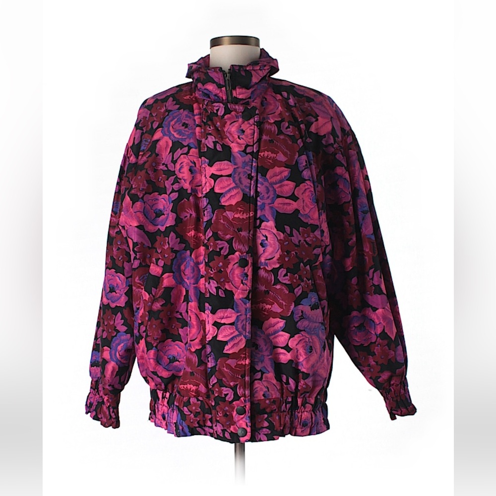 Vintage London Fog Rose Pattern Ski Jacket w/ Removable Lining
